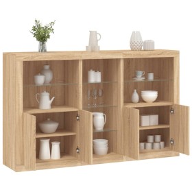 Sideboard with Sonoma oak LED lights 162x37x100 cm by , Sideboards - Ref: Foro24-3209172, Price: 237,09 €, Discount: %