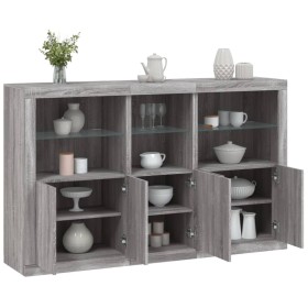 Sideboard with Sonoma grey LED lights 162x37x100 cm by , Sideboards - Ref: Foro24-3209147, Price: 244,99 €, Discount: %