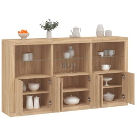 Sideboard with Sonoma oak LED lights 181.5x37x100 cm by , Sideboards - Ref: Foro24-3209151, Price: 249,14 €, Discount: %