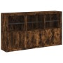 Sideboard with smoked oak LED lights 181.5x37x100 cm by , Sideboards - Ref: Foro24-3209153, Price: 280,67 €, Discount: %