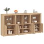 Sideboard with LED lights Sonoma oak 202x37x100 cm by , Sideboards - Ref: Foro24-3209158, Price: 291,31 €, Discount: %