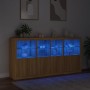 Sideboard with LED lights Sonoma oak 202x37x100 cm by , Sideboards - Ref: Foro24-3209158, Price: 285,99 €, Discount: %