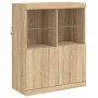 Sideboard with LED lights Sonoma oak 202x37x100 cm by , Sideboards - Ref: Foro24-3209158, Price: 285,99 €, Discount: %