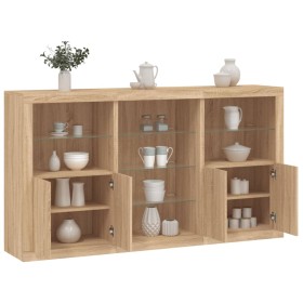 Sideboard with Sonoma oak LED lights 181.5x37x100 cm by , Sideboards - Ref: Foro24-3209179, Price: 241,82 €, Discount: %