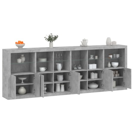 Sideboard mit betongrauen LED-Leuchten 283x37x100 cm von , Sideboards - Ref: Foro24-3209166, Preis: 420,99 €, Rabatt: %