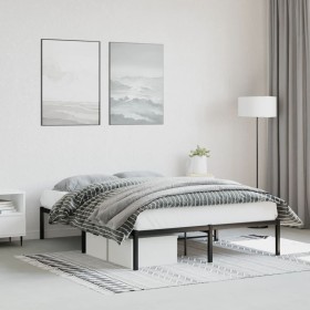 Black metal bed frame 135x190 cm by , Beds and slatted bases - Ref: Foro24-373654, Price: 86,06 €, Discount: %