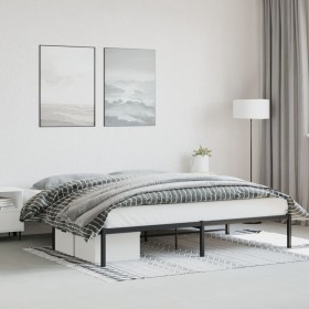 Black metal bed frame 193x203 cm by , Beds and slatted bases - Ref: Foro24-373661, Price: 90,99 €, Discount: %