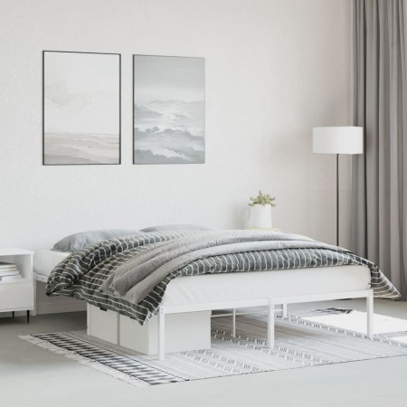 Estructura de cama de metal blanca 150x200 cm de , Camas y somieres - Ref: Foro24-373675, Precio: 85,29 €, Descuento: %