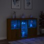 Sideboard with LED lights brown oak 162x37x100 cm by , Sideboards - Ref: Foro24-3209176, Price: 237,80 €, Discount: %