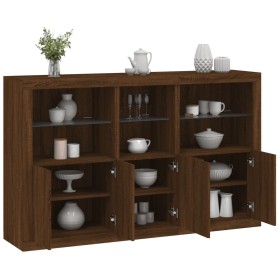 Sideboard with LED lights brown oak 162x37x100 cm by , Sideboards - Ref: Foro24-3209148, Price: 244,78 €, Discount: %