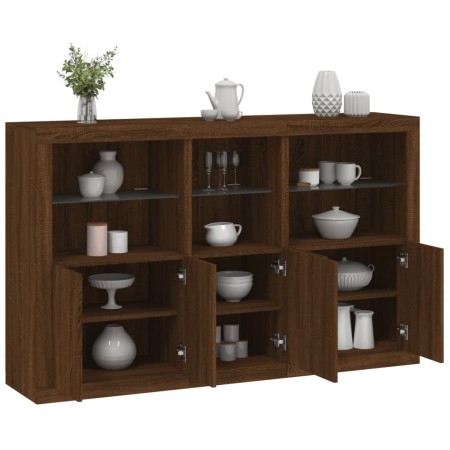 Sideboard with LED lights brown oak 162x37x100 cm by , Sideboards - Ref: Foro24-3209148, Price: 250,00 €, Discount: %