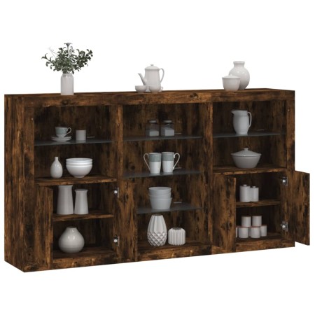 Sideboard with LED lights smoked oak 181.5x37x100 cm by , Sideboards - Ref: Foro24-3209181, Price: 263,18 €, Discount: %