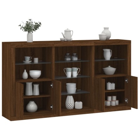 Sideboard mit LED-Leuchten, braune Eiche, 181,5 x 37 x 100 cm von , Sideboards - Ref: Foro24-3209183, Preis: 249,50 €, Rabatt: %