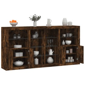 Sideboard with LED lights smoked oak 202x37x100 cm by , Sideboards - Ref: Foro24-3209188, Price: 250,99 €, Discount: %