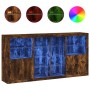 Sideboard with LED lights smoked oak 202x37x100 cm by , Sideboards - Ref: Foro24-3209188, Price: 266,54 €, Discount: %