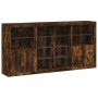 Sideboard with LED lights smoked oak 202x37x100 cm by , Sideboards - Ref: Foro24-3209188, Price: 266,54 €, Discount: %