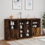 Sideboard with LED lights smoked oak 202x37x100 cm by , Sideboards - Ref: Foro24-3209188, Price: 266,54 €, Discount: %