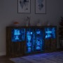 Sideboard with LED lights smoked oak 202x37x100 cm by , Sideboards - Ref: Foro24-3209188, Price: 266,54 €, Discount: %