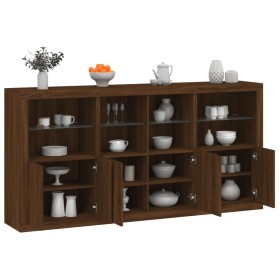 Sideboard with LED lights brown oak 202x37x100 cm by , Sideboards - Ref: Foro24-3209162, Price: 289,99 €, Discount: %