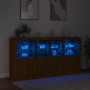 Sideboard with LED lights brown oak 202x37x100 cm by , Sideboards - Ref: Foro24-3209162, Price: 295,78 €, Discount: %