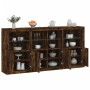 Sideboard with LED lights smoked oak 202x37x100 cm by , Sideboards - Ref: Foro24-3209160, Price: 301,46 €, Discount: %