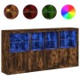 Sideboard with LED lights smoked oak 202x37x100 cm by , Sideboards - Ref: Foro24-3209160, Price: 301,46 €, Discount: %