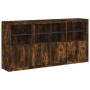 Sideboard with LED lights smoked oak 202x37x100 cm by , Sideboards - Ref: Foro24-3209160, Price: 301,46 €, Discount: %