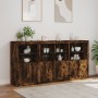 Sideboard with LED lights smoked oak 202x37x100 cm by , Sideboards - Ref: Foro24-3209160, Price: 301,46 €, Discount: %