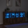 Sideboard with LED lights smoked oak 202x37x100 cm by , Sideboards - Ref: Foro24-3209160, Price: 301,46 €, Discount: %