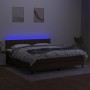 Box spring bed mattress LED lights dark brown fabric 160x200cm by , Beds and slatted bases - Ref: Foro24-3133168, Price: 495,...