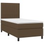 Boxspringbett-Matratze und LED-Leuchten aus dunkelbraunem Stoff, 80 x 200 cm von , Betten und Lattenroste - Ref: Foro24-31349...