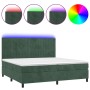 Cama box spring colchón y LED terciopelo verde oscuro 200x200cm de , Camas y somieres - Ref: Foro24-3136266, Precio: 727,78 €...