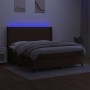 Cama box spring colchón luces LED tela marrón oscuro 160x200cm de , Camas y somieres - Ref: Foro24-3138488, Precio: 598,99 €,...