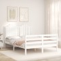 White solid wood bed frame with headboard 140x200 cm by , Beds and slatted bases - Ref: Foro24-3194182, Price: 152,17 €, Disc...