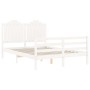 White solid wood bed frame with headboard 140x200 cm by , Beds and slatted bases - Ref: Foro24-3194182, Price: 152,17 €, Disc...