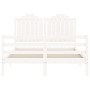 White solid wood bed frame with headboard 140x200 cm by , Beds and slatted bases - Ref: Foro24-3194182, Price: 152,17 €, Disc...