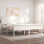 Cama matrimonio personas mayores cabecero madera maciza blanco de , Camas y somieres - Ref: Foro24-3195497, Precio: 218,95 €,...