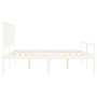 Cama matrimonio personas mayores cabecero madera maciza blanco de , Camas y somieres - Ref: Foro24-3195497, Precio: 218,95 €,...