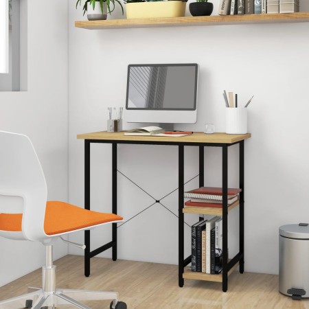 MDF computer desk metal black oak 80x40x72 cm by , Desks - Ref: Foro24-20557, Price: 57,37 €, Discount: %