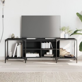 Black engineered wood TV cabinet 153x37x50 cm by , TV Furniture - Ref: Foro24-837602, Price: 73,99 €, Discount: %