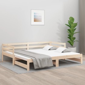 Trundle sofa bed solid pine wood 90x190 cm by , Beds and slatted bases - Ref: Foro24-840135, Price: 112,35 €, Discount: %