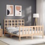 Double bed frame with solid wood headboard by , Beds and slatted bases - Ref: Foro24-3192076, Price: 156,27 €, Discount: %