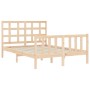 Double bed frame with solid wood headboard by , Beds and slatted bases - Ref: Foro24-3192076, Price: 156,27 €, Discount: %