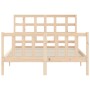 Double bed frame with solid wood headboard by , Beds and slatted bases - Ref: Foro24-3192076, Price: 156,27 €, Discount: %