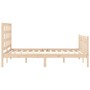 Double bed frame with solid wood headboard by , Beds and slatted bases - Ref: Foro24-3192076, Price: 156,27 €, Discount: %