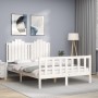 White solid wood bed frame with headboard 140x190 cm by , Beds and slatted bases - Ref: Foro24-3192277, Price: 150,75 €, Disc...