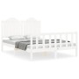 White solid wood bed frame with headboard 140x190 cm by , Beds and slatted bases - Ref: Foro24-3192277, Price: 150,75 €, Disc...