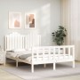 White solid wood bed frame with headboard 140x190 cm by , Beds and slatted bases - Ref: Foro24-3192277, Price: 150,75 €, Disc...