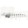 White solid wood bed frame with headboard 140x190 cm by , Beds and slatted bases - Ref: Foro24-3192277, Price: 150,75 €, Disc...