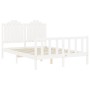 White solid wood bed frame with headboard 140x190 cm by , Beds and slatted bases - Ref: Foro24-3192277, Price: 150,75 €, Disc...